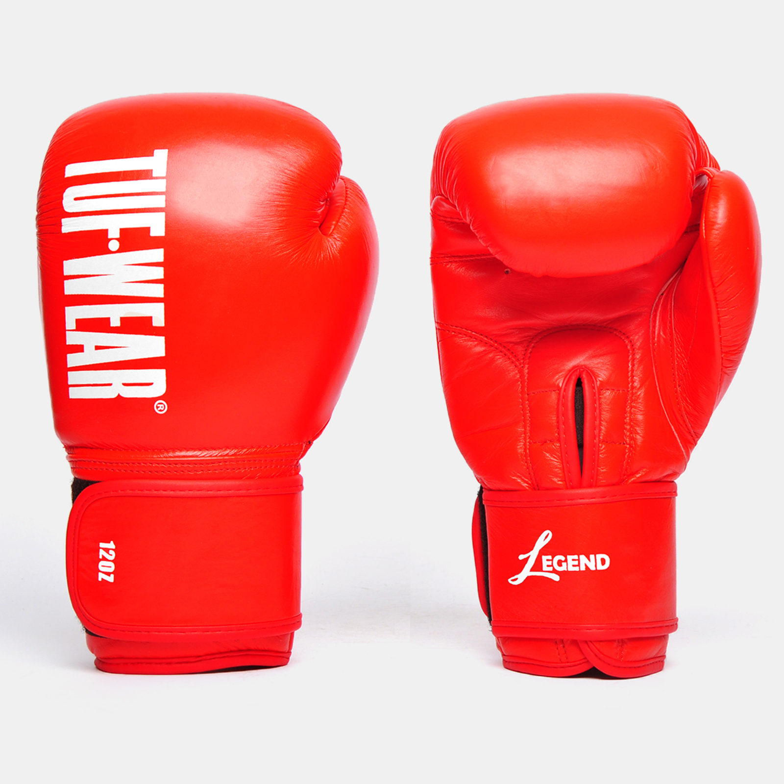 Tuf Wear Legend Leather HOOK AND LOOP Sparring Gloves - TW31278-RED